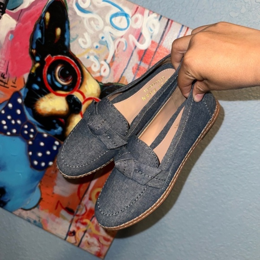 Cole Haan Blue Suede Flats with Bow Detail